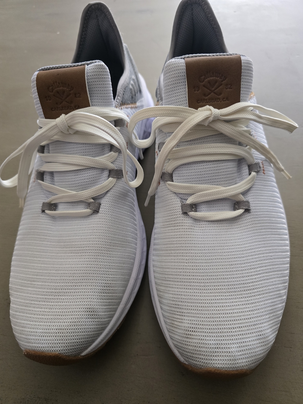 Callaway White Mesh Athletic Sneakers with Brown Accents